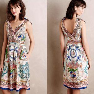 Anthropologie Collette Dinnigan Tied Acionna Silk Dress